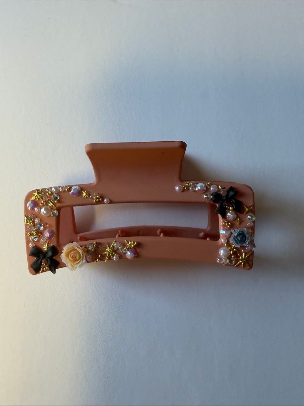 Decorative Pink Floral Pearl Hair Claw Clip